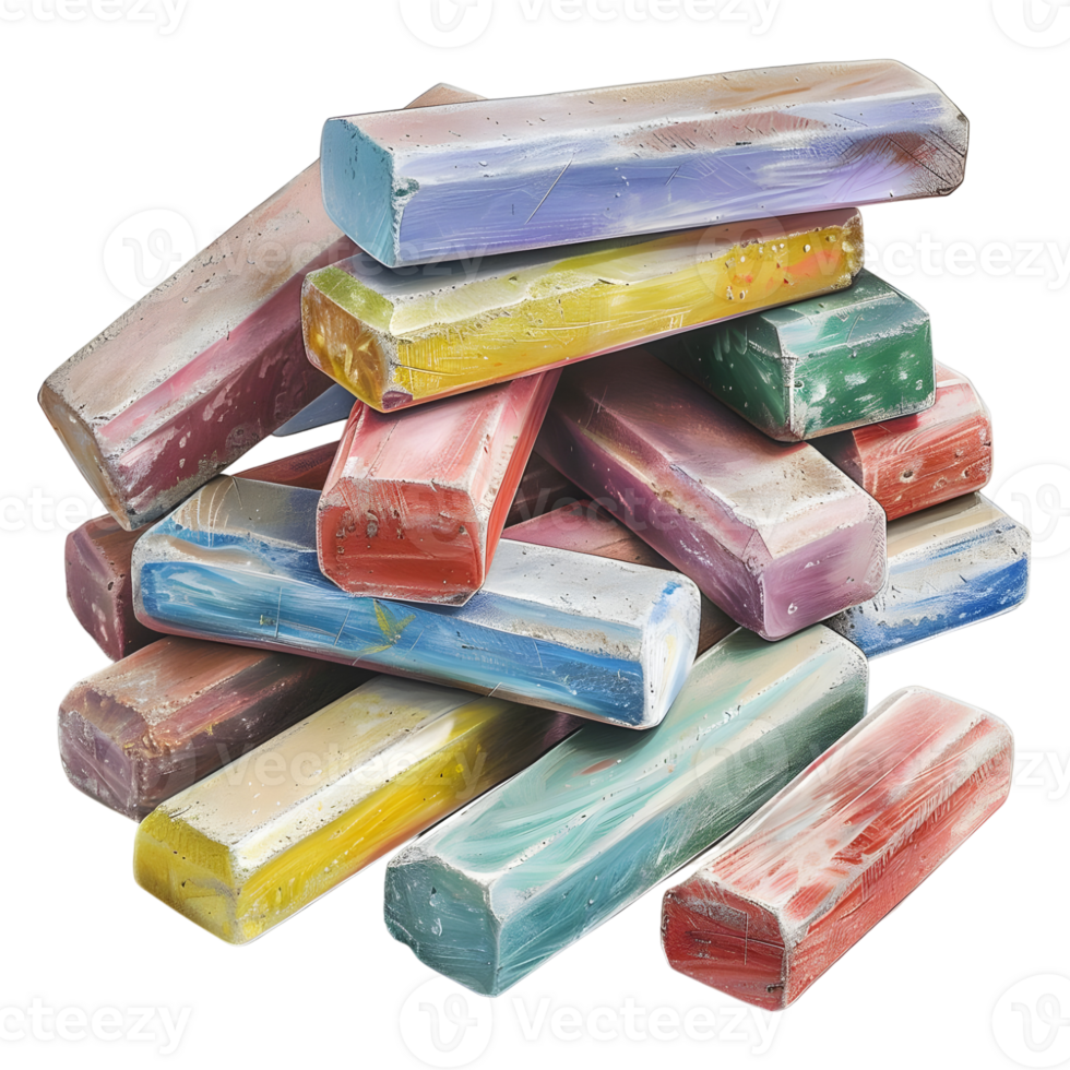 Colorful Chunky Chalks on Transparent Background png