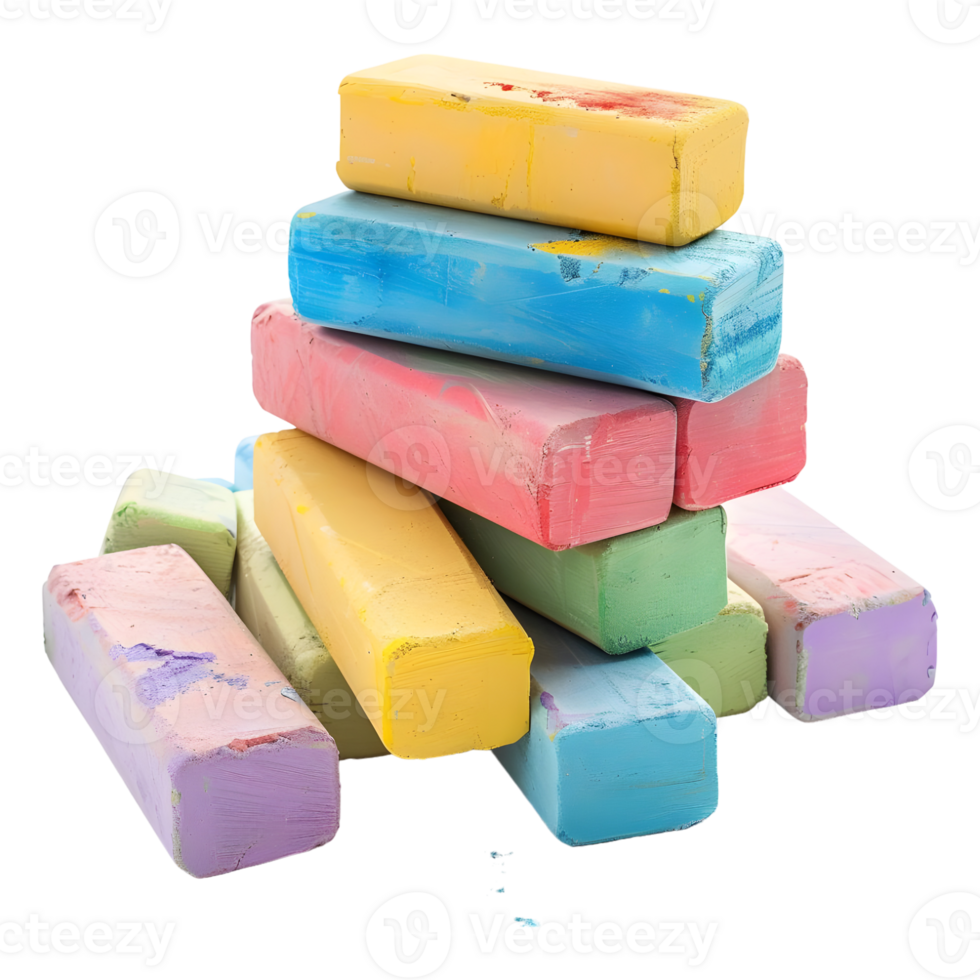 Colorful Chunky Chalks on Transparent Background png