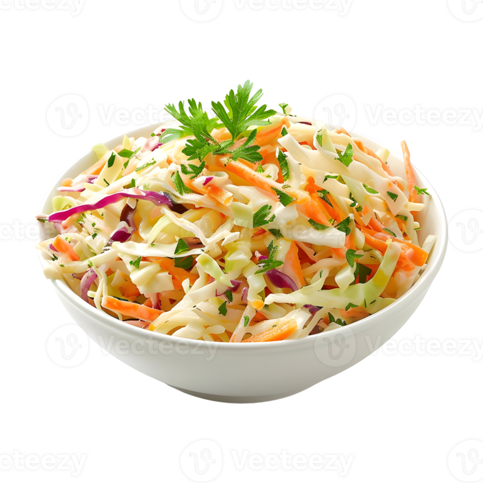 Salad of coleslaw with carrots and cabbage on Transparent Background png
