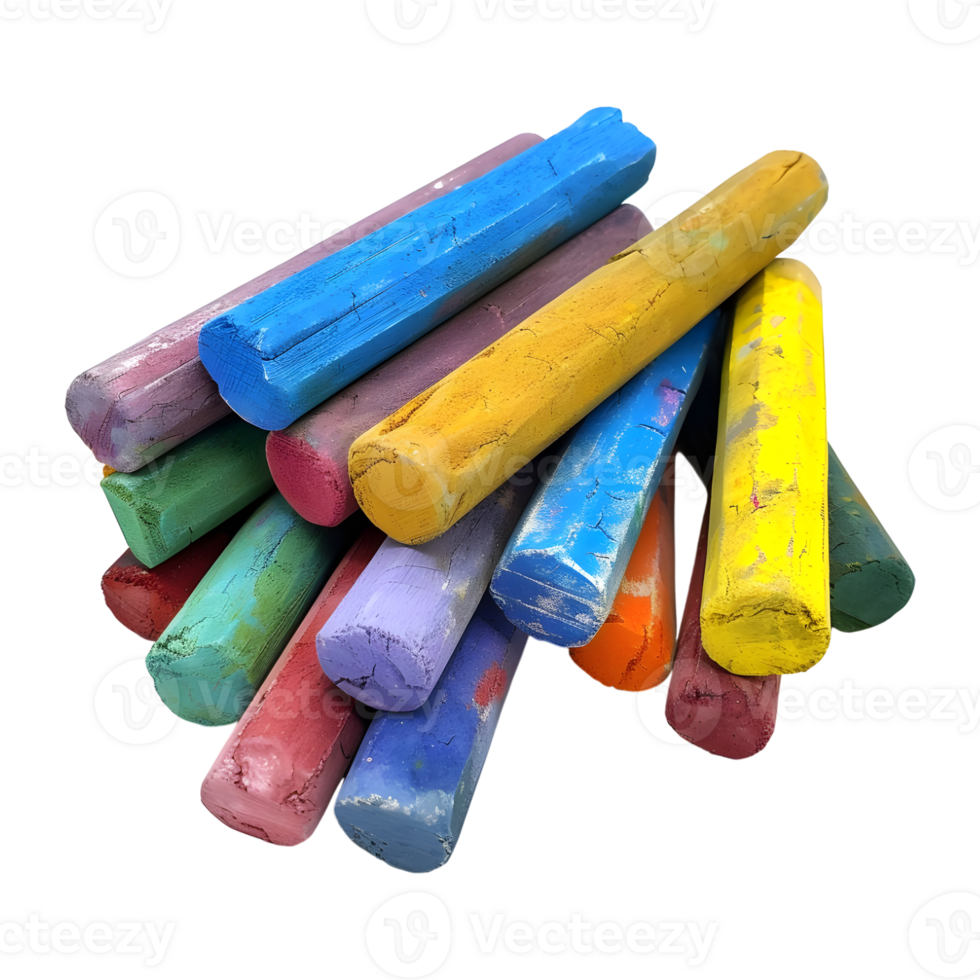 Colorful Chunky Chalks on Transparent Background png
