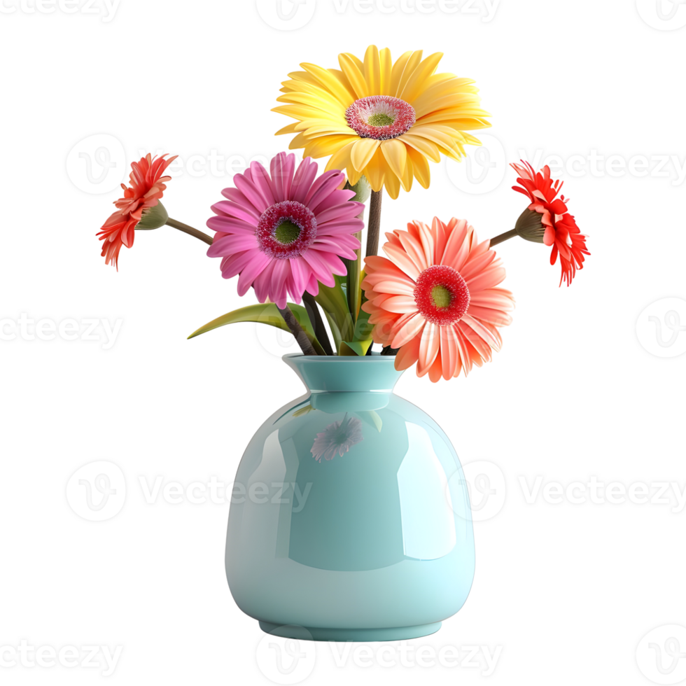 Colorful Flower in a Pot on Transparent Background png