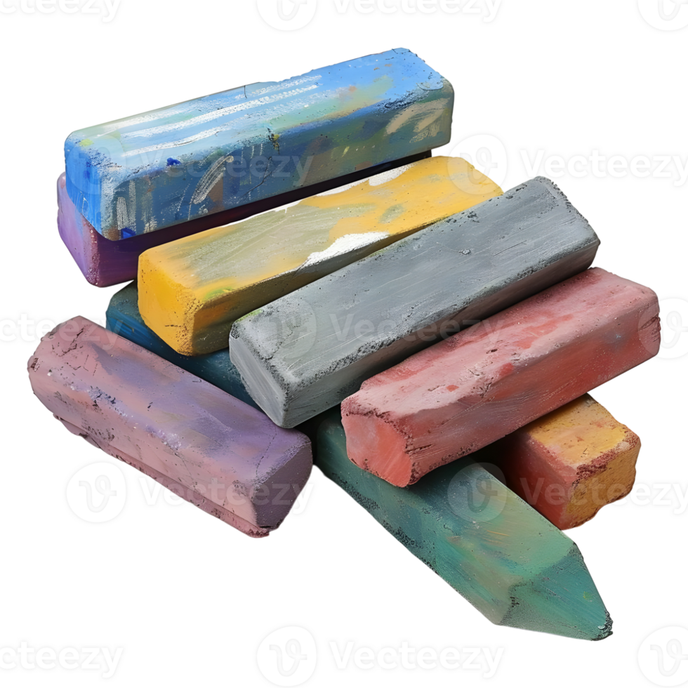 Colorful Chunky Chalks on Transparent Background png