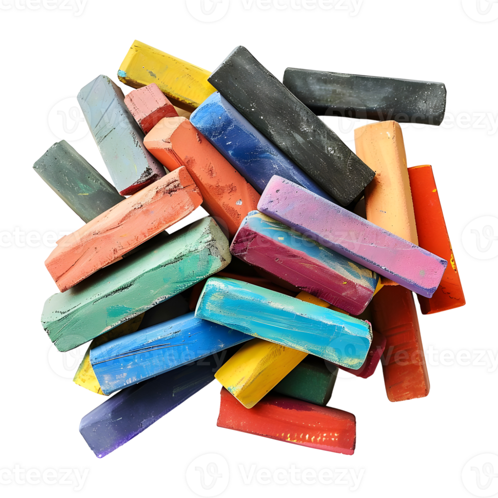 Colorful Chunky Chalks on Transparent Background png