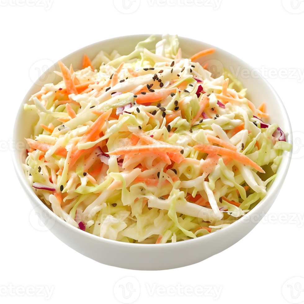 Salad of coleslaw with carrots and cabbage on Transparent Background png