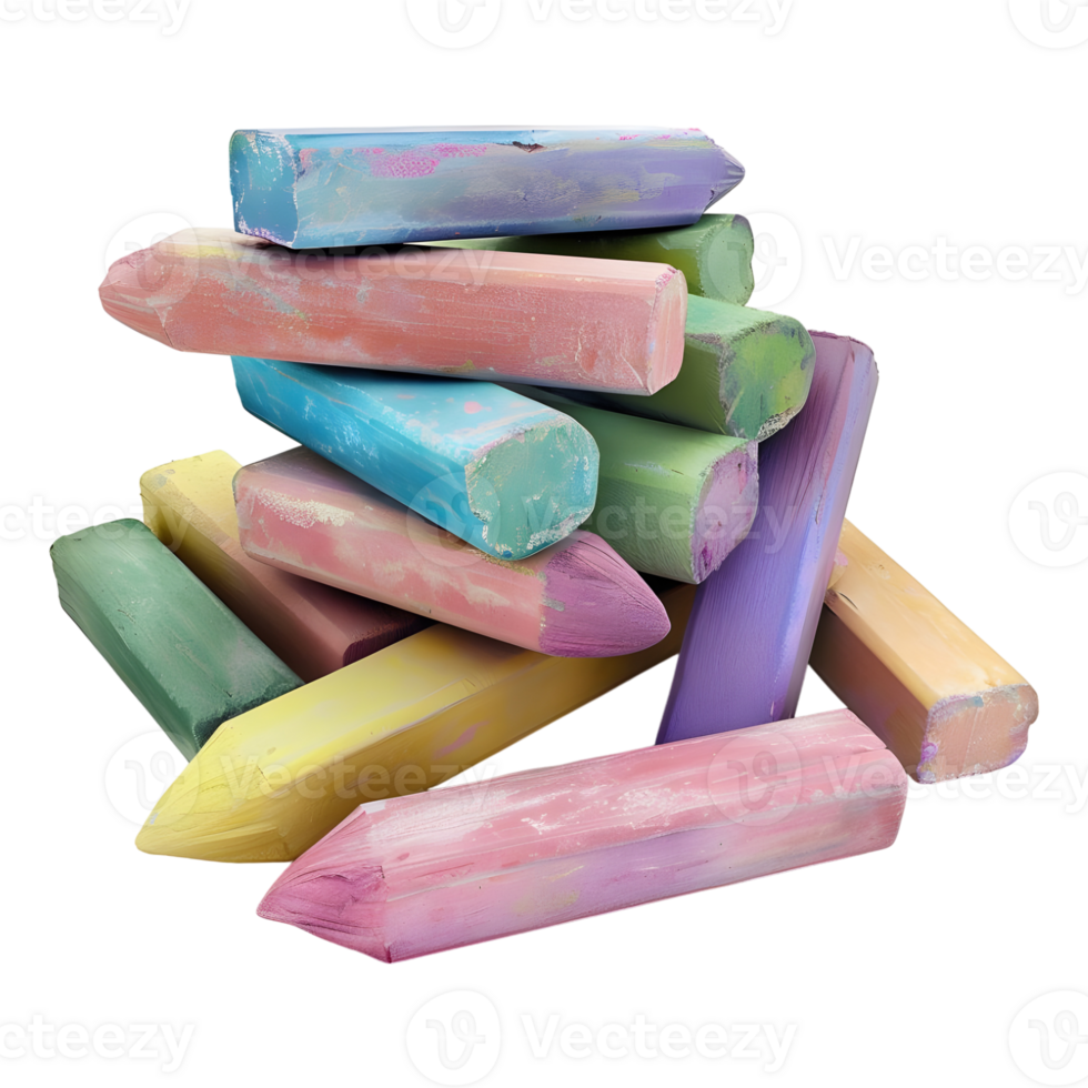 Colorful Chunky Chalks on Transparent Background png