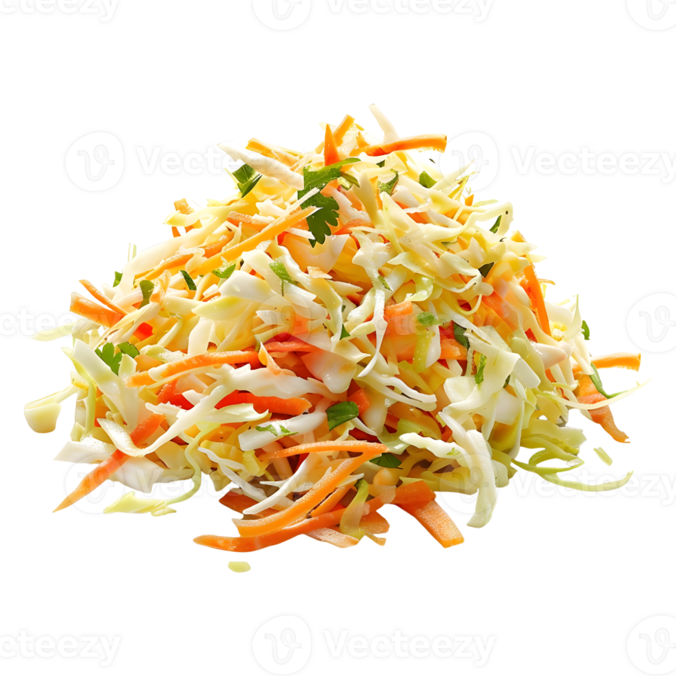 Salad of coleslaw with carrots and cabbage on Transparent Background png