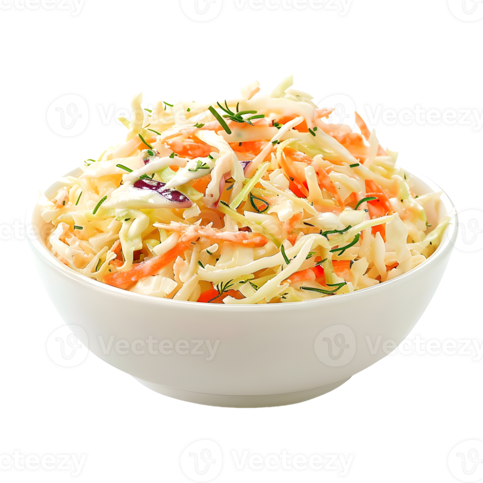 Salad of coleslaw with carrots and cabbage on Transparent Background png