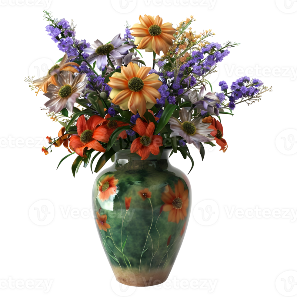 Colorful Flower in a Pot on Transparent Background png
