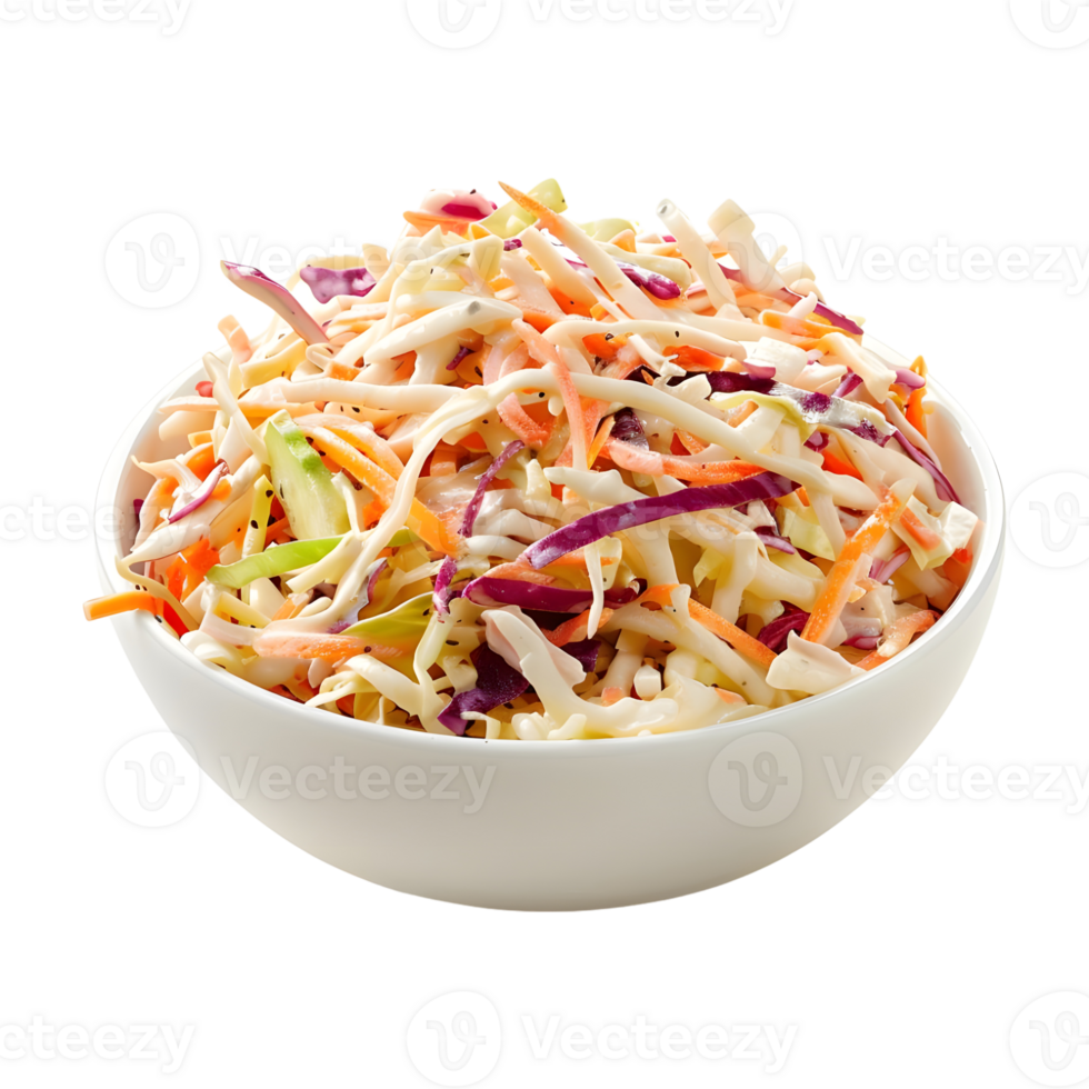 Salad of coleslaw with carrots and cabbage on Transparent Background png