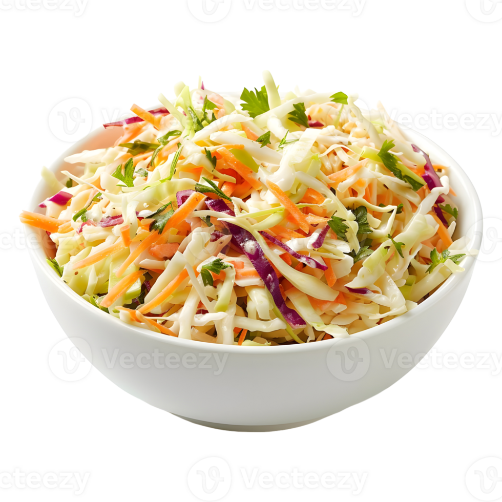 Salad of coleslaw with carrots and cabbage on Transparent Background png