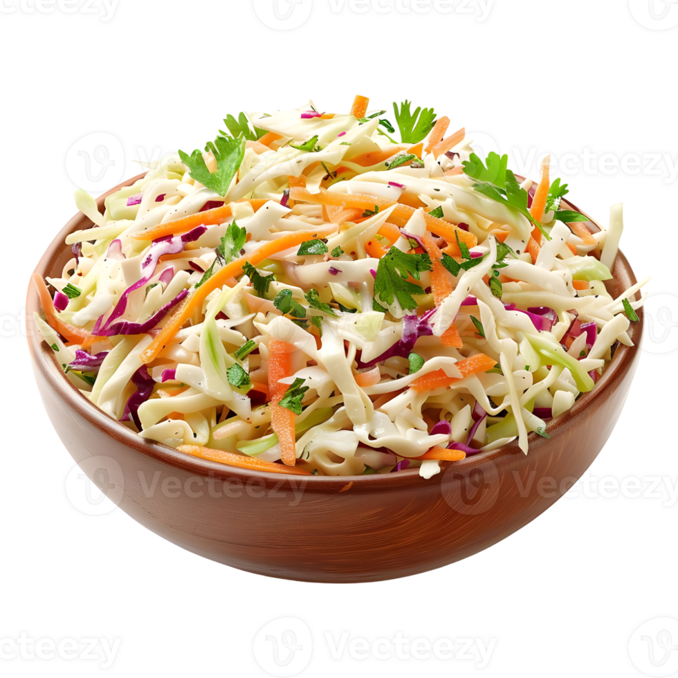 Salad of coleslaw with carrots and cabbage on Transparent Background png