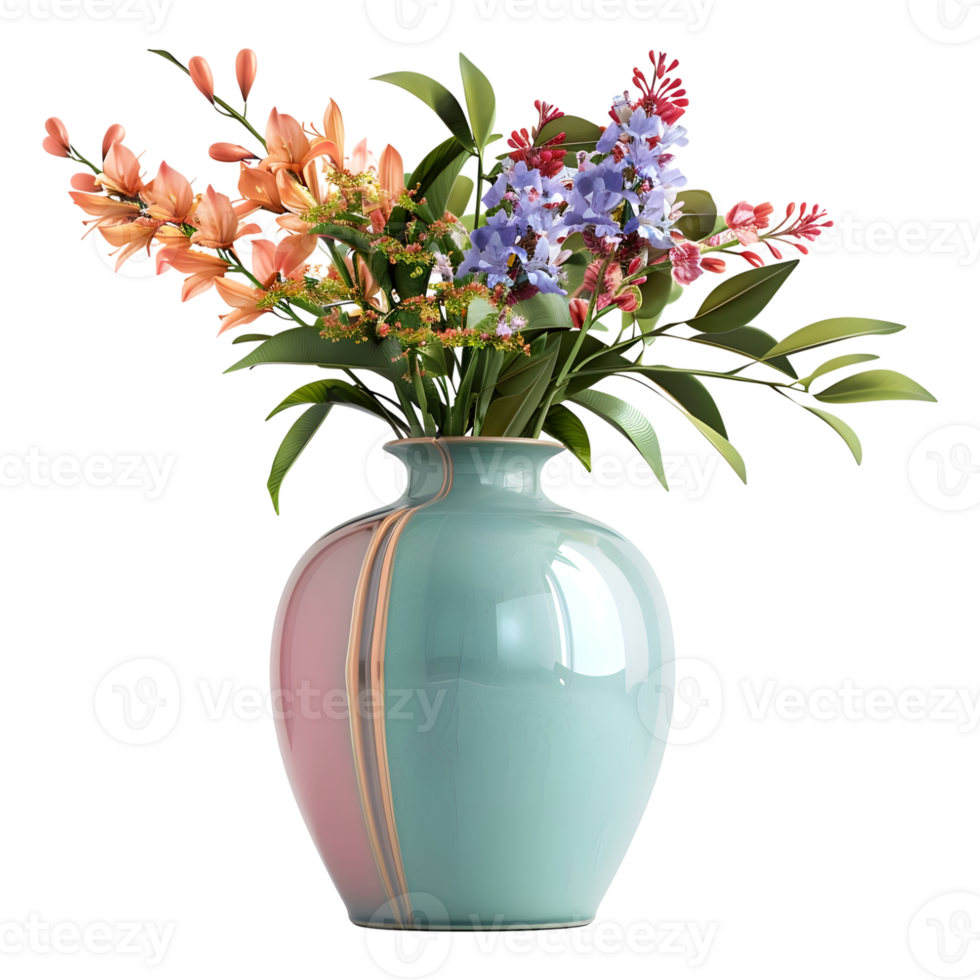 Colorful Flower in a Pot on Transparent Background png