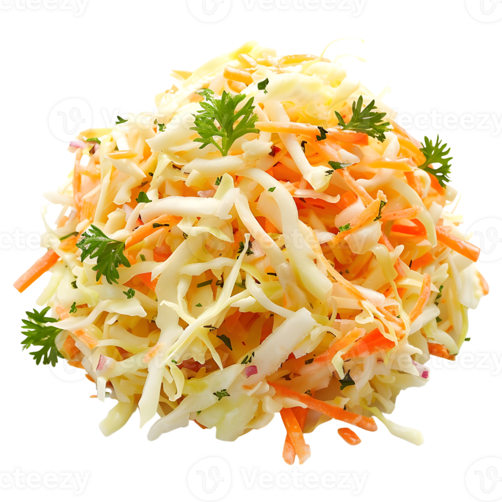 Salad of coleslaw with carrots and cabbage on Transparent Background png