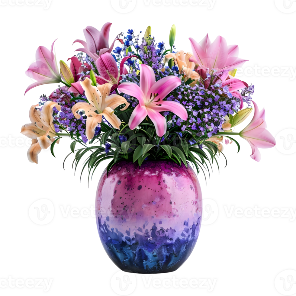 Colorful Flower in a Pot on Transparent Background png