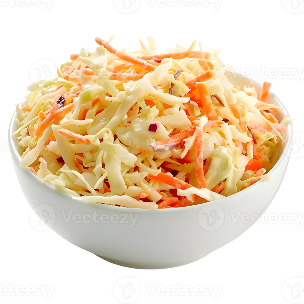 Salad of coleslaw with carrots and cabbage on Transparent Background png