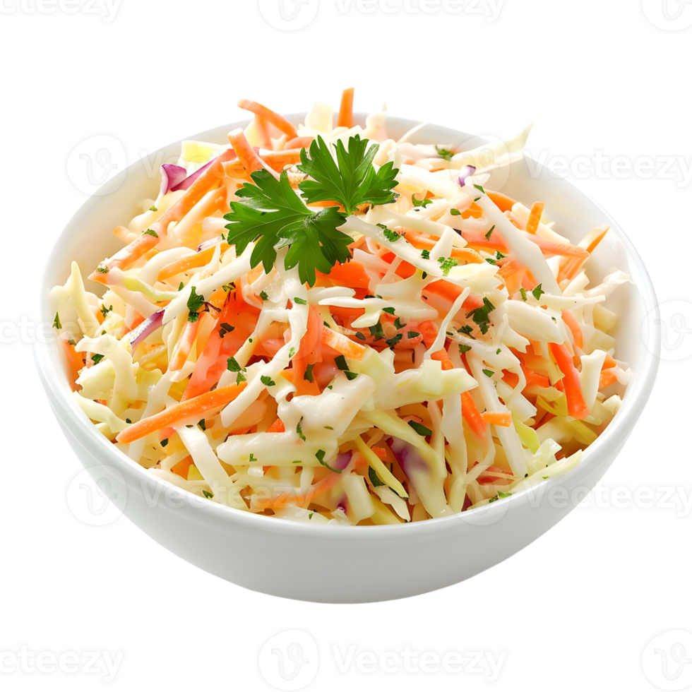 Salad of coleslaw with carrots and cabbage on Transparent Background png