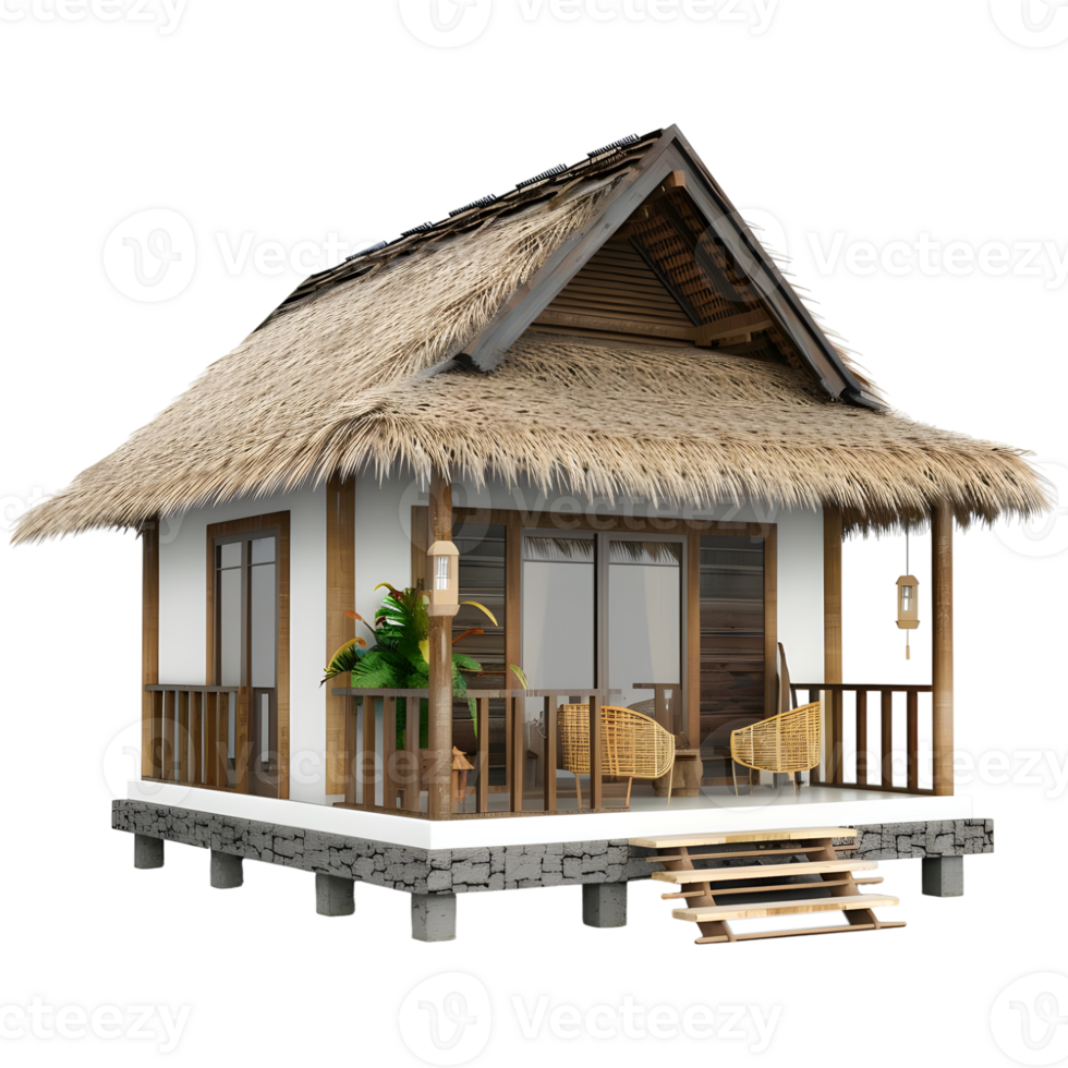 Real Estate Wooden House on Transparent Background png