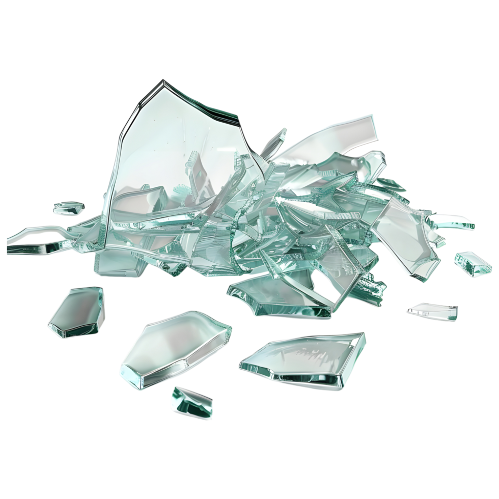 Cracked Mirror Pieces on Transparent Background png