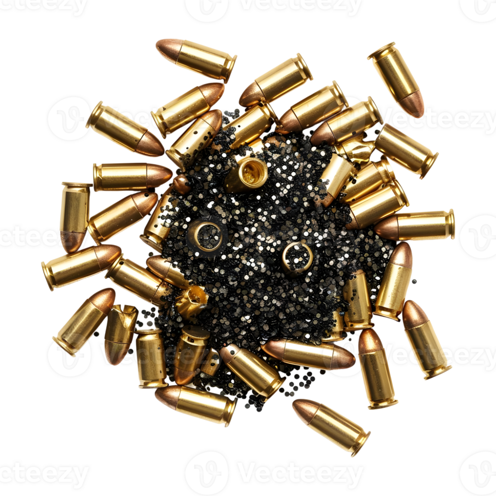 Gun Bullets with Powder on Transparent Background png