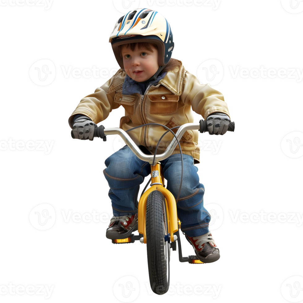 Young Boy Cycling on Transparent Background png