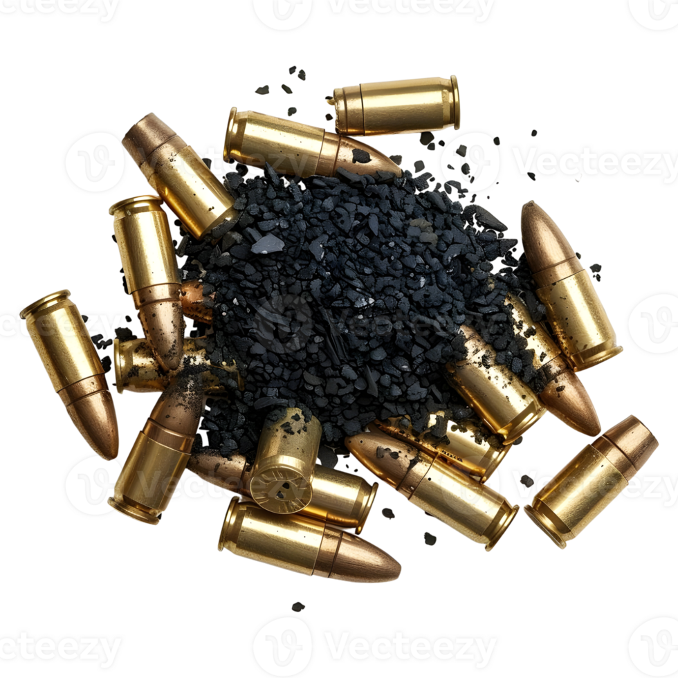 Gun Bullets with Powder on Transparent Background png