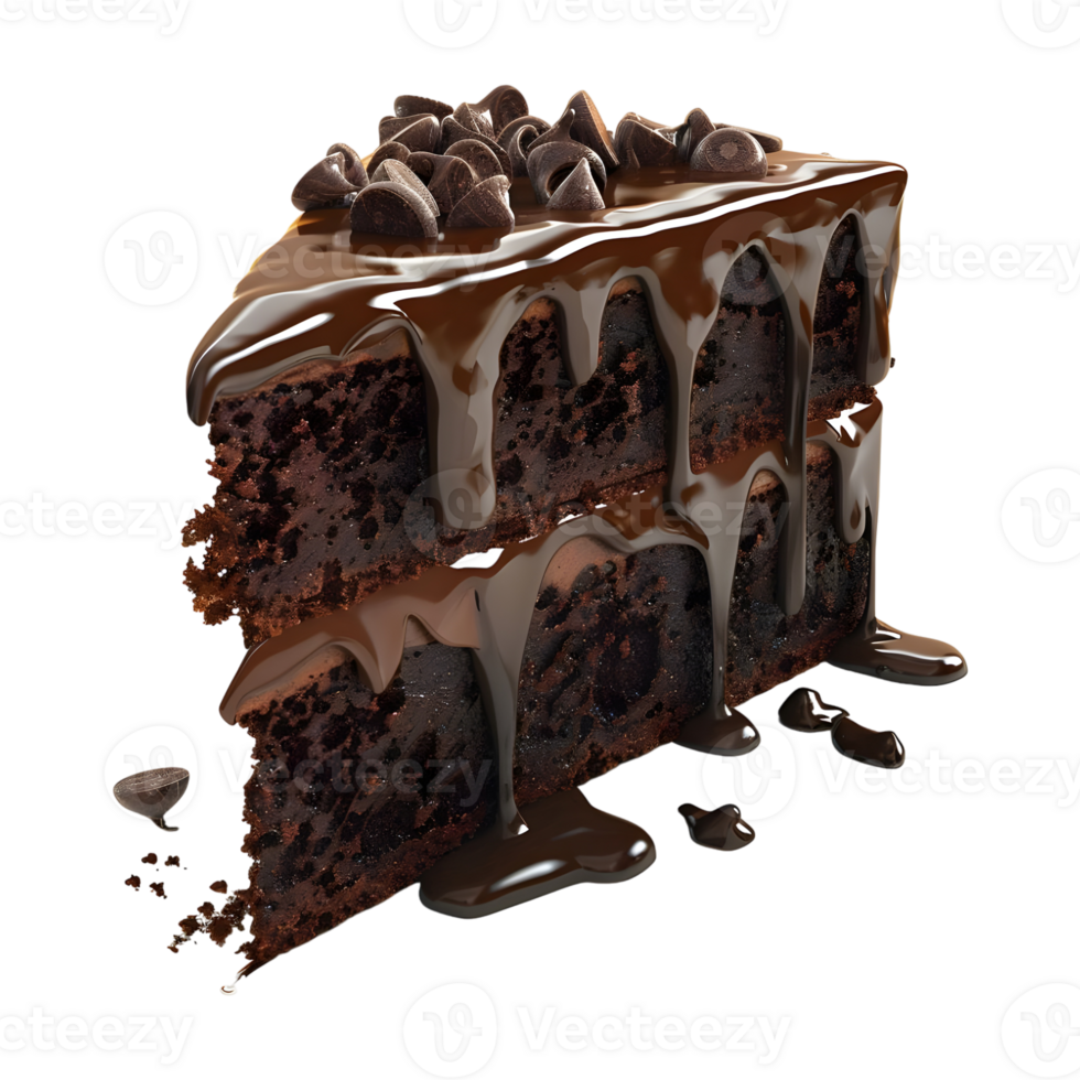 Chocolate Cake Slice on Transparent Background png