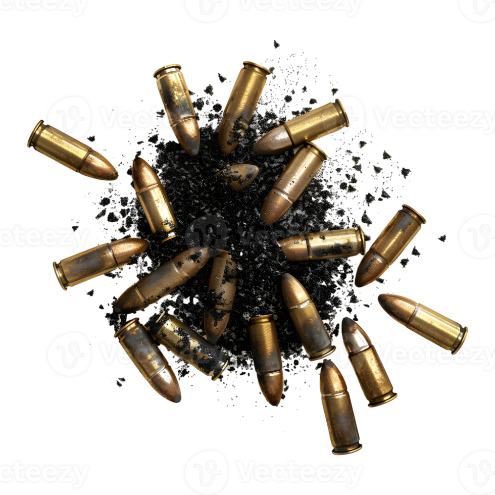 Gun Bullets with Powder on Transparent Background png