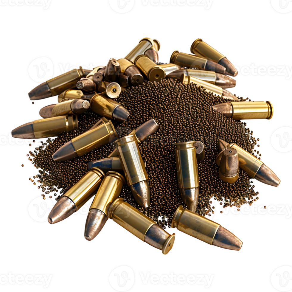 Gun Bullets with Powder on Transparent Background png