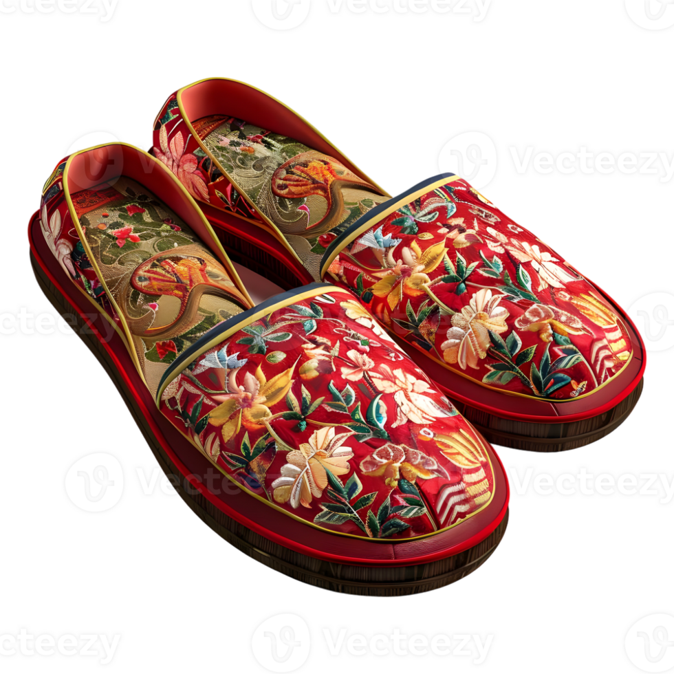 Chinese Traditional Slippers on Transparent Background png