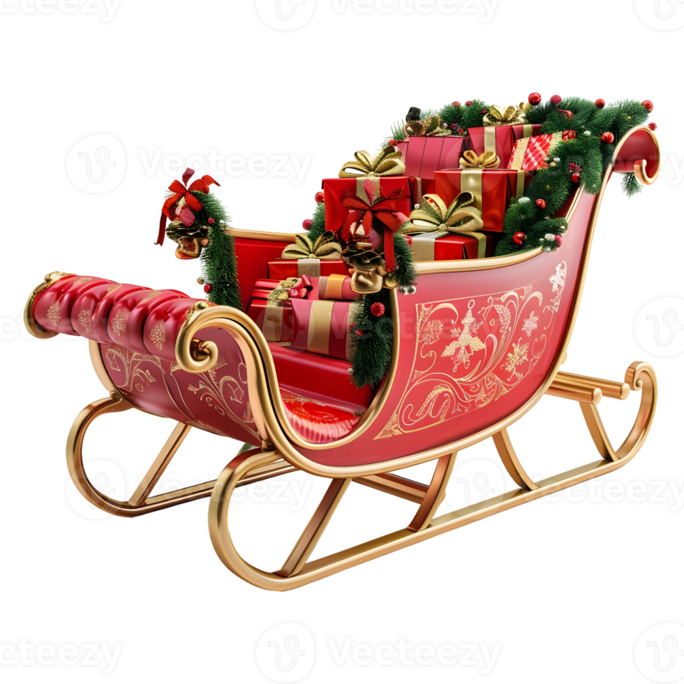 Christmas Santa Claus Sleigh on Transparent Background png