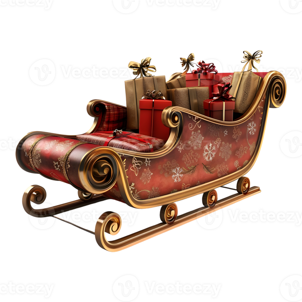 Christmas Santa Claus Sleigh on Transparent Background png