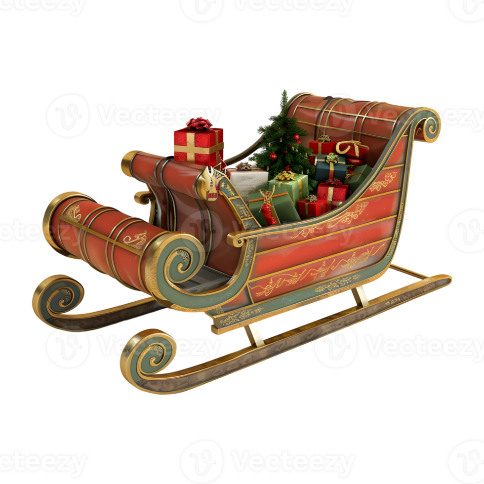 Christmas Santa Claus Sleigh on Transparent Background png