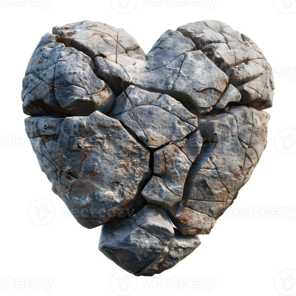 Cracked Stone Heart on Transparent Background png