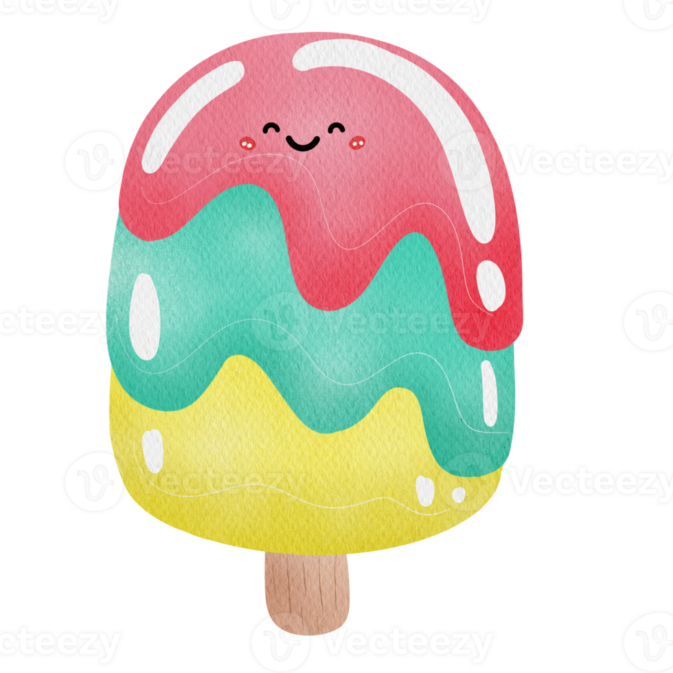 Watercolor ice cream hand drawn illustration png