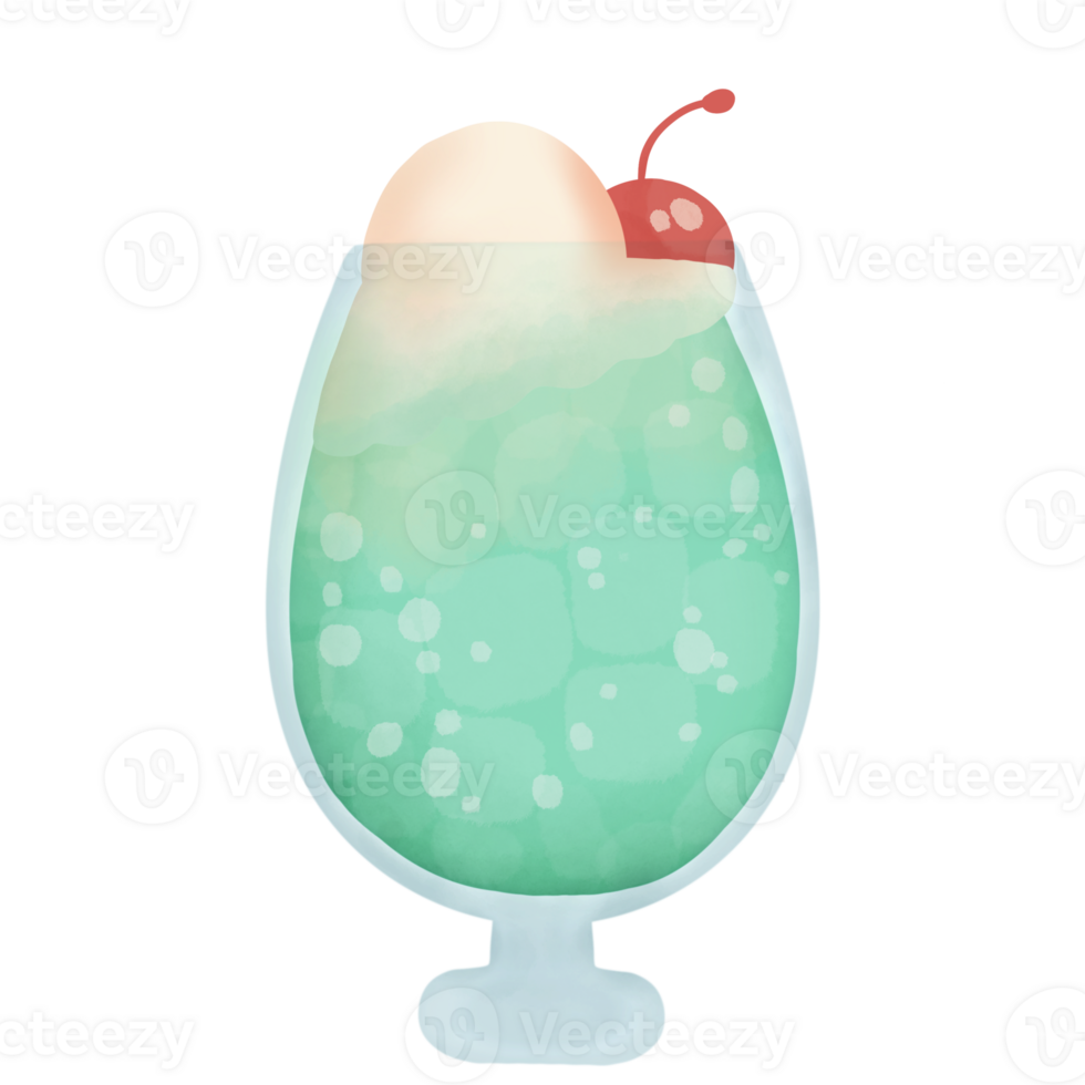 watercolor art a glass of ice cream adorned with cherries png