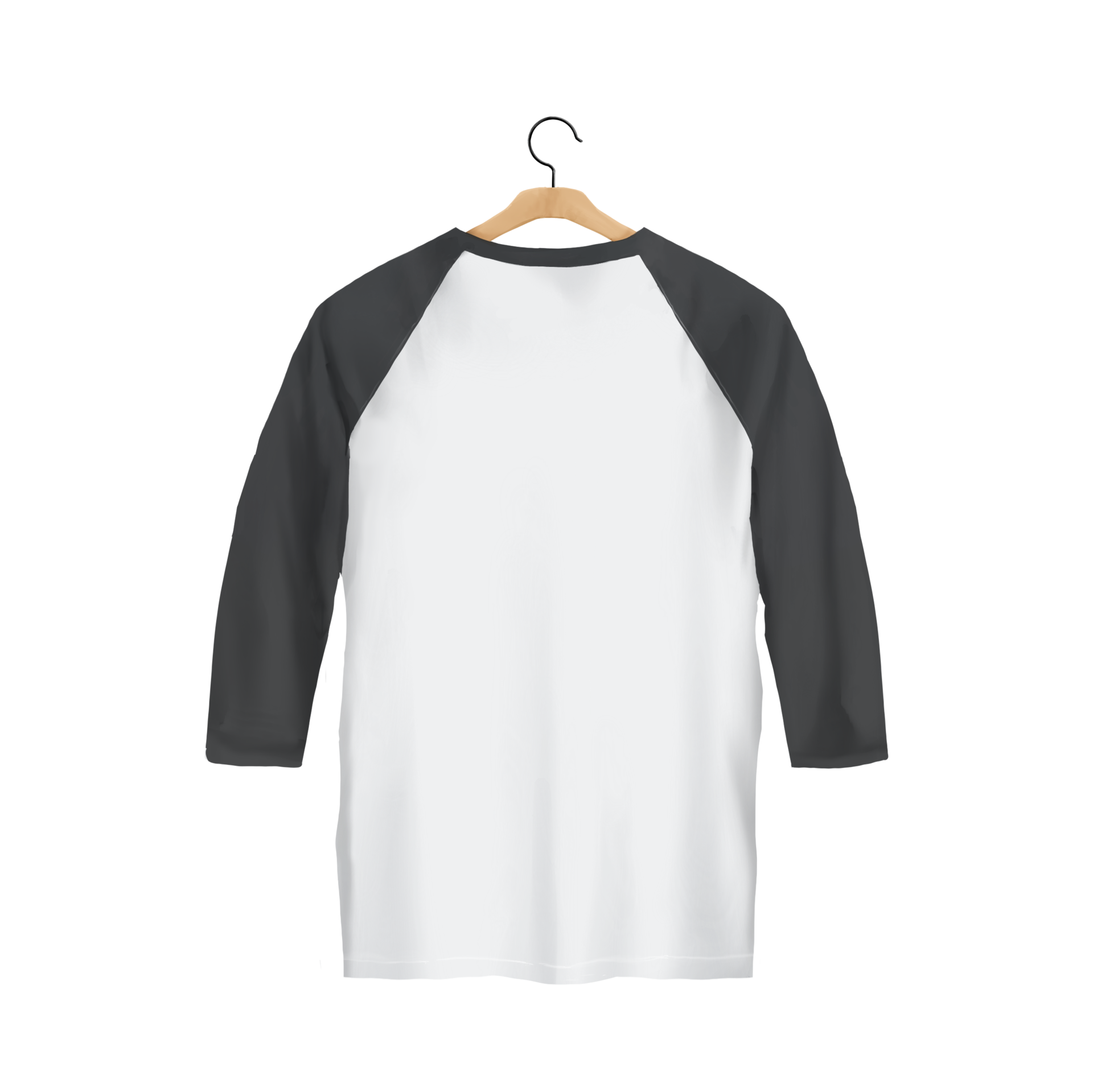T shirt raglan back view with two tone color white and black 45764674 png
