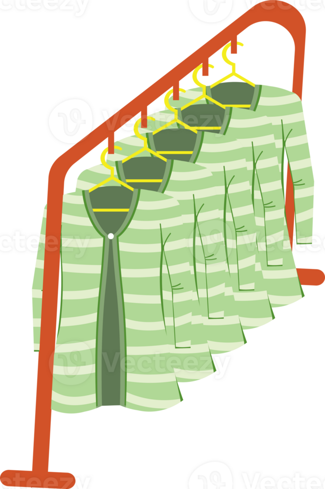 Racks with clothes on hangers png