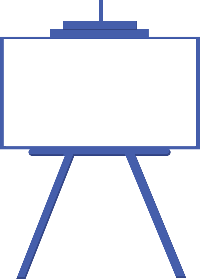 Wooden easel with blank canvas and painting tools png