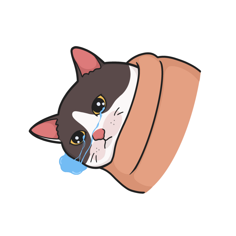 Sobbing Cat Meme Cute Illustration png