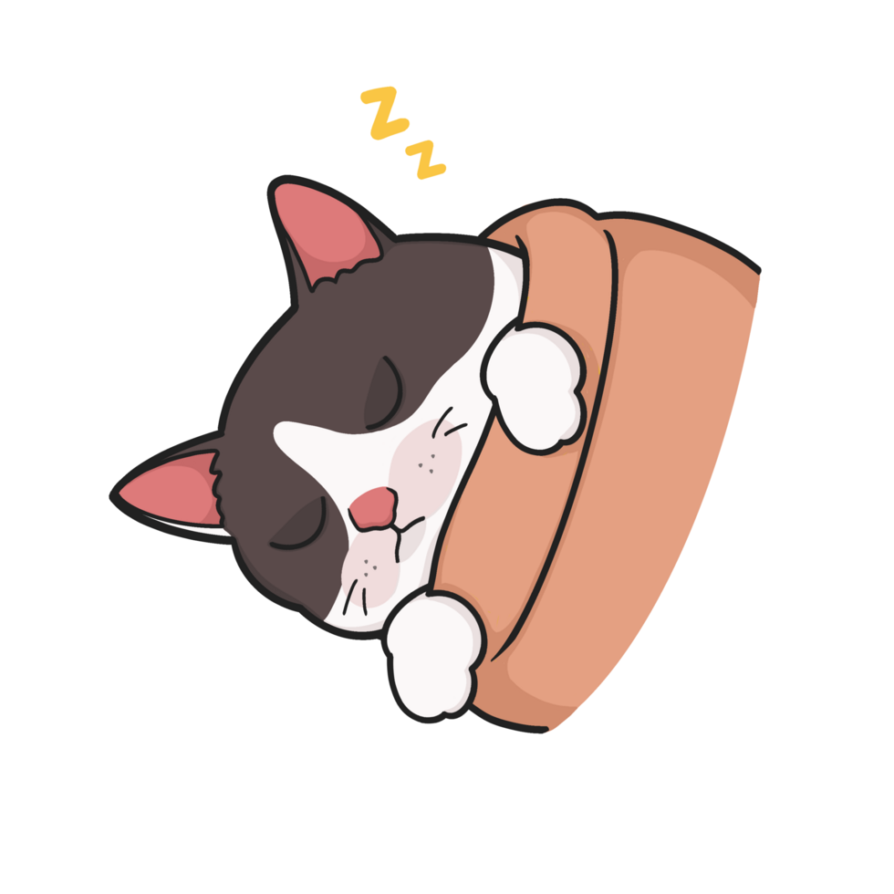 Sleeping Cat Meme Cute Illustration png