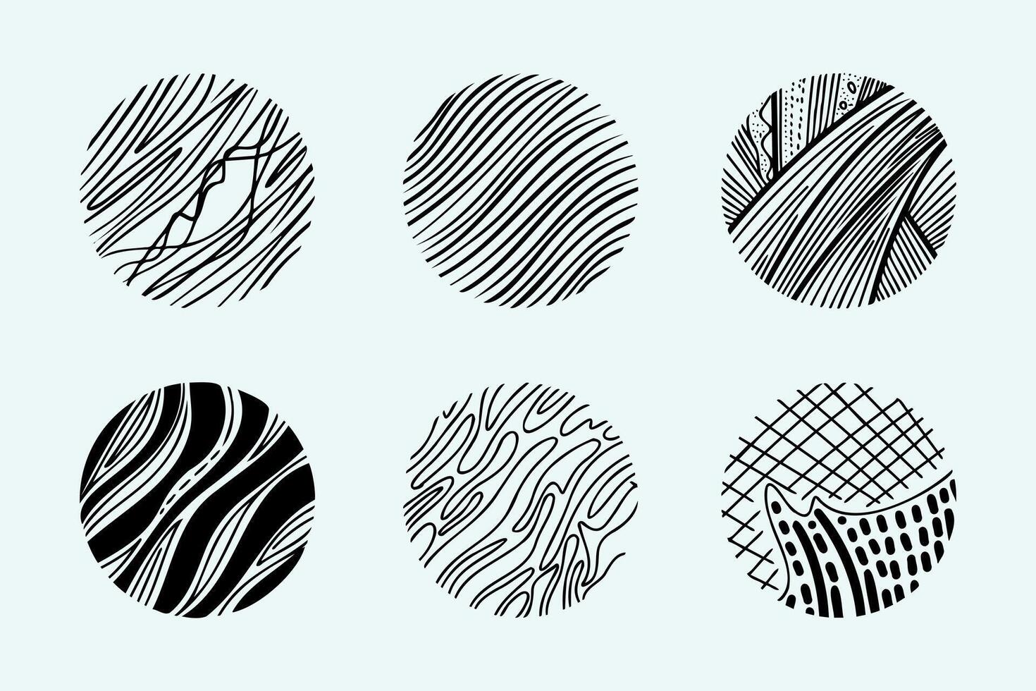 Set of Abstract Round, Hand drawn doodle shapes. vector