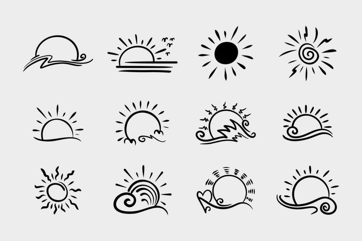 Hand drawn doodle sun. Design element. vector