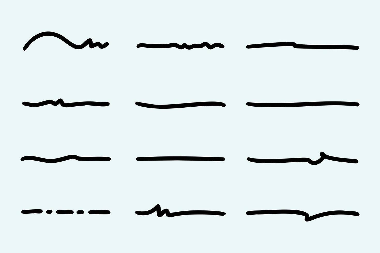 Set of hand drawn underline. vector