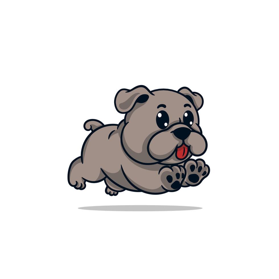 Cute Bulldog Running Cartoon vector