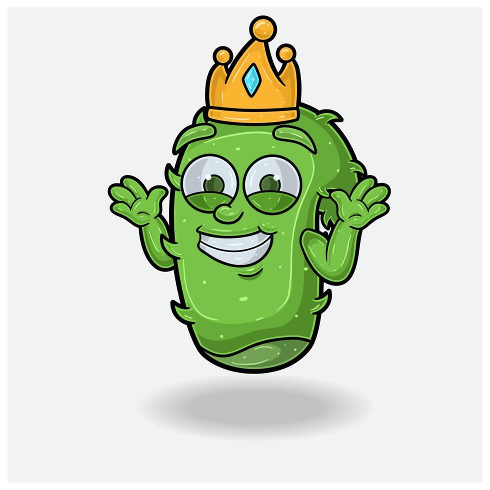 Aloe vera Mascot Character Cartoon With Dont Know Smile expression. For brand, label, packaging and product. vector