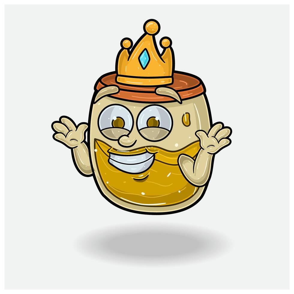 Honey Mascot Character Cartoon With Dont Know Smile expression. For brand, label, packaging and product. vector