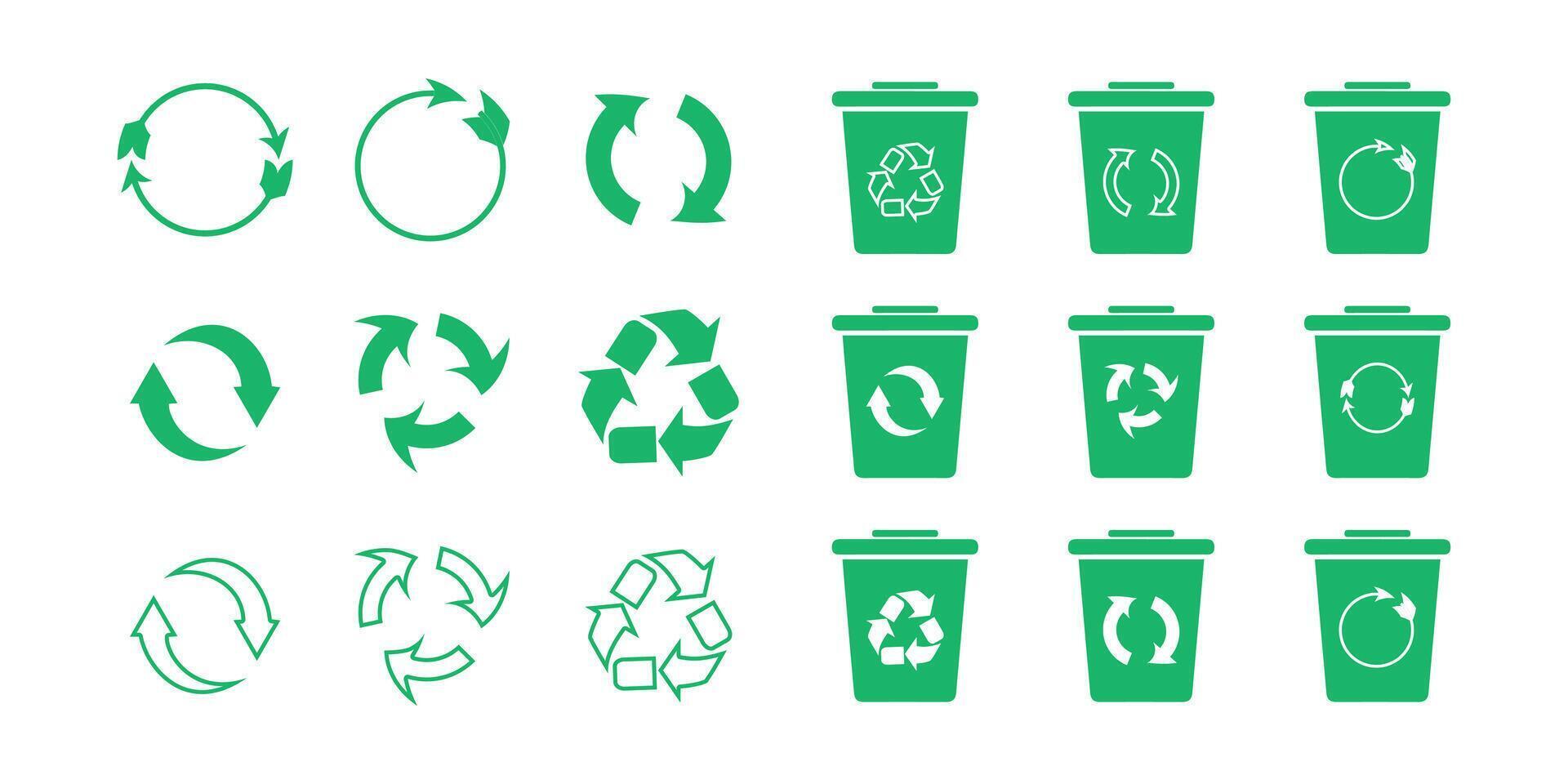 Recycle icon and trash symbol, Recycling sign, Recycle symbol on white background vector