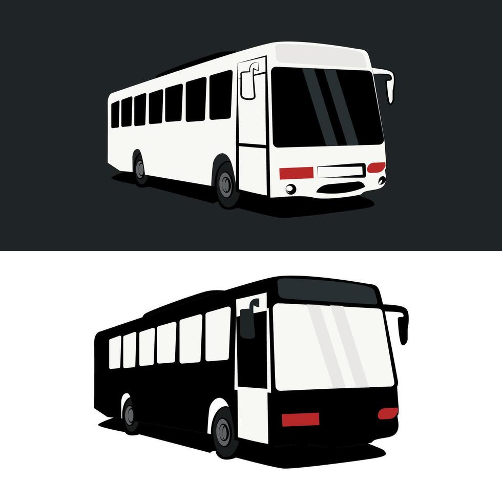 Tour Bus silhouette illustration black and white vector