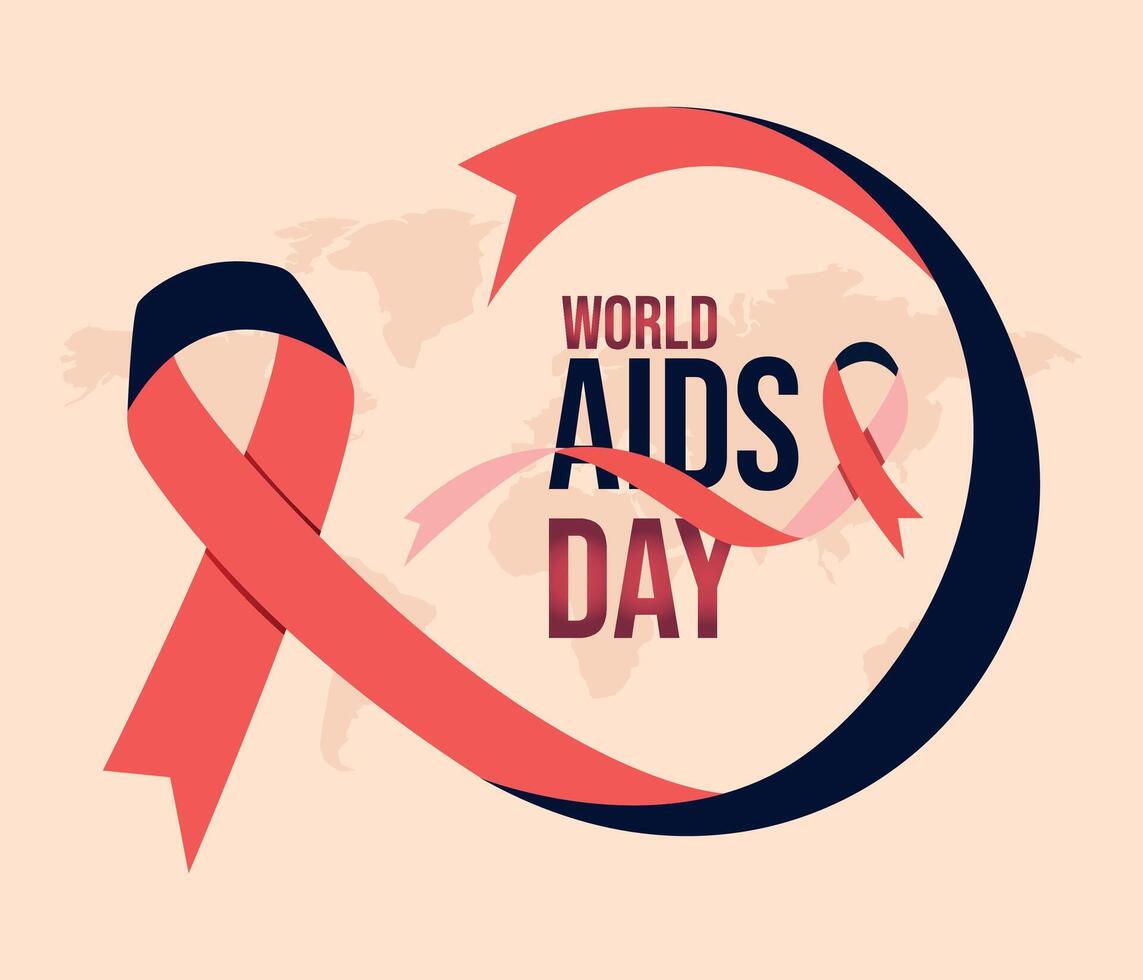 World aids day banner red awareness ribbon illustration vector
