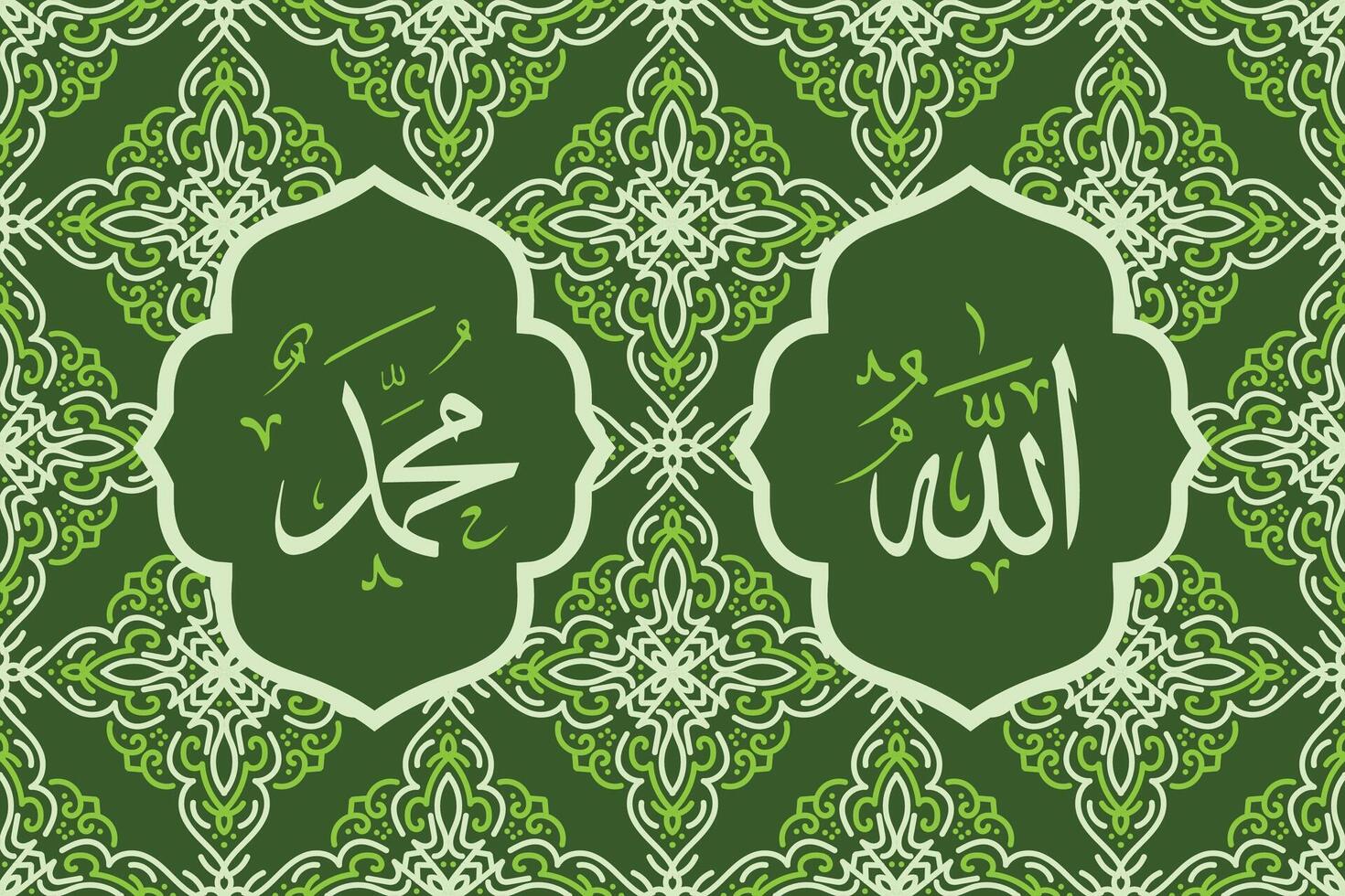Allah muhammad Name of Allah muhammad, Allah muhammad Arabic islamic calligraphy art, with traditional background and retro color vector